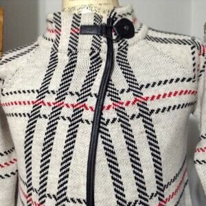 Charlie B Sweater Cape Womens Sm Faux Leather Edging Made In Italy Poncho